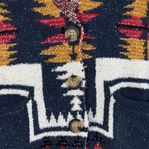 Davi & Dani Southwestern Knit Shawl Collar Cardigan, Size S – Navy Multi - Picture 4 of 12